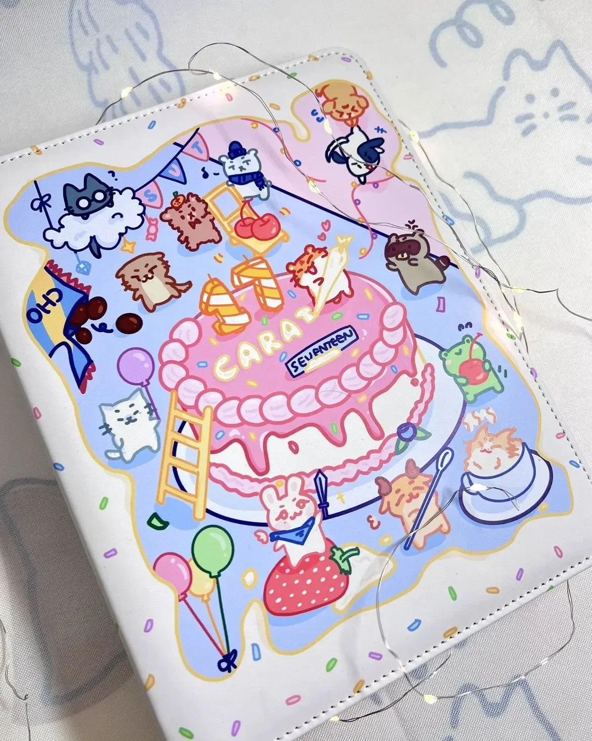 Cake A5 Binder Kpop Photocard Collect Book PU Leather 3inch 4grid Photo Album Korean Birthday Gift