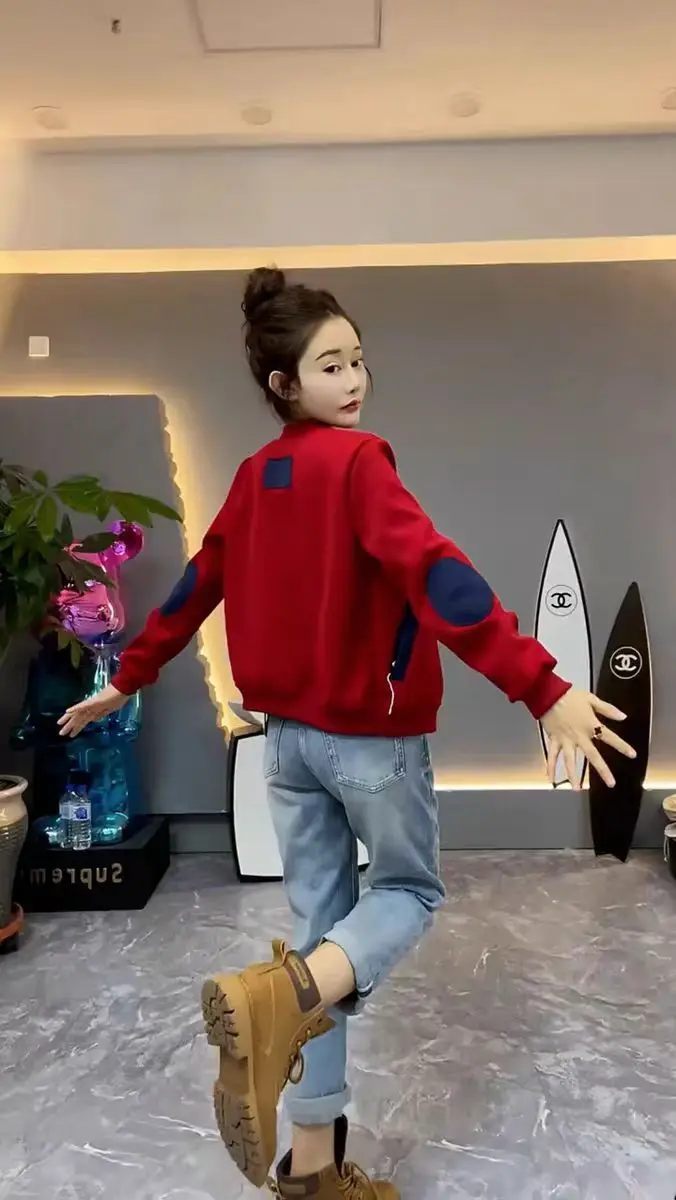 

Fashion Short Jacket Women's Loose Cardigan Zipper Top 2025 Spring Autumn Temperament Versatile Baseball Uniform