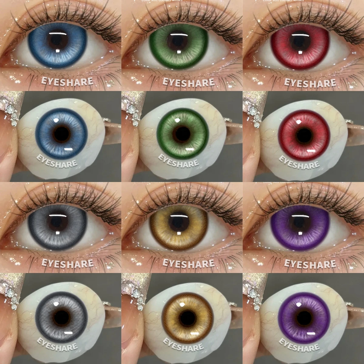 EYESHARE 1Pair Cute Cosplay Colored Contact Lenses for Halloween Anime Blue Pupil Lens Red Contact Lens Purple Colored Lenses