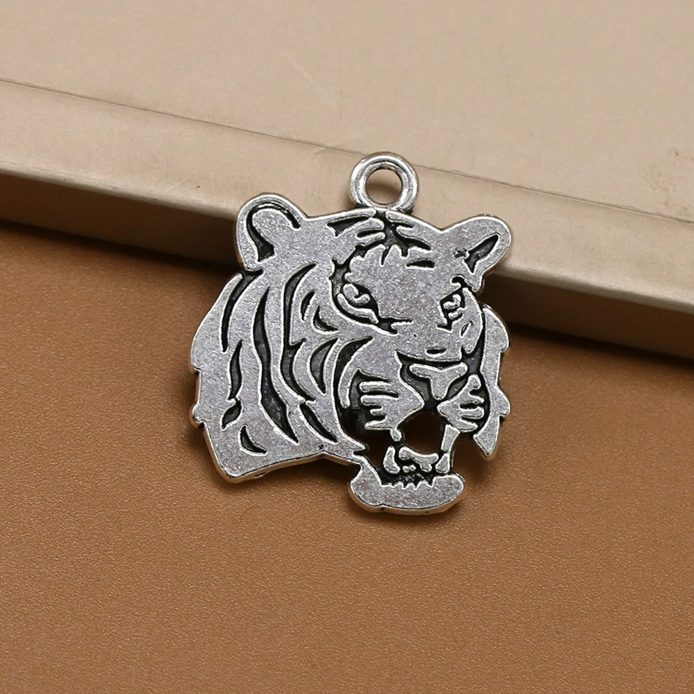 

30pcs Tiger Head Pendant Alloy Charm DIY Jewelry Making Accessories Necklace Bracelet Earrings Crafts Bronze Silver Animal