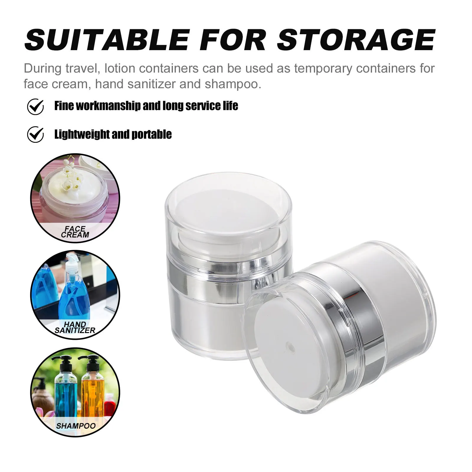 2 Stück nachfüllbare Lotionsbehälter, praktische Reisegläser für Gesichtscreme, Shampoo, Pumpe, Cremetiegel, Reisebehälter für Toilettenartikel