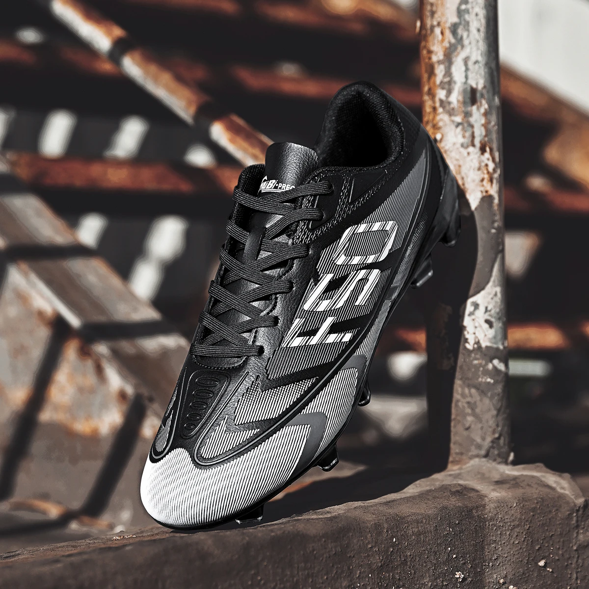 Unisex Adult AG FG Soccer Shoes PU Breath Fabric Hard TPU Long Stud Anti-slip Wearproof Natural Grass Daily Training Sneakers