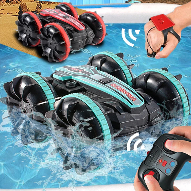 

Water & Land Gesture Sensing Stunt RC Car 4wd Dual Remote Control Vehicle Tank Outdoor Beach Toy for Kids Boy Children Boat Ship