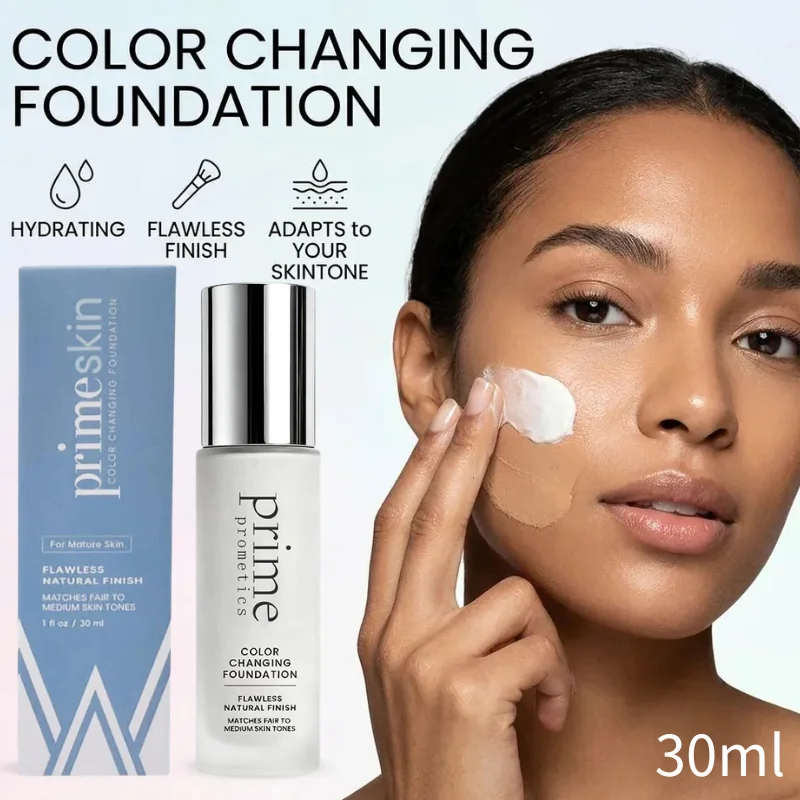 Prime Skin Color Changing Liquid Foundation Mature Skin Natural Finish Light Coverage Cosmetics Shade Adaptive Foundation Fluid
