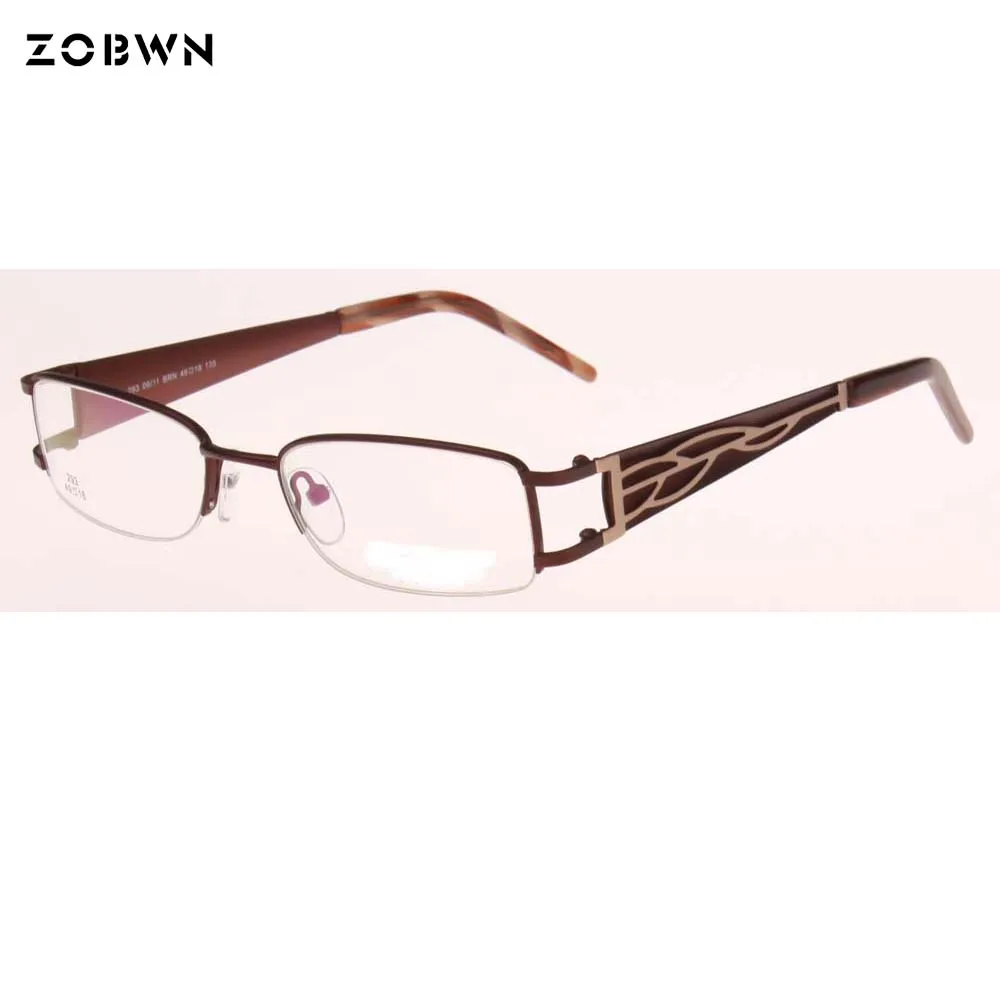 الجملة تصميم الأزياء ثلاثي الأبعاد نمط الديكور النظارات البصرية المعدنية الزرقاء الداكنة للنساء نمط الأزهار على معبد