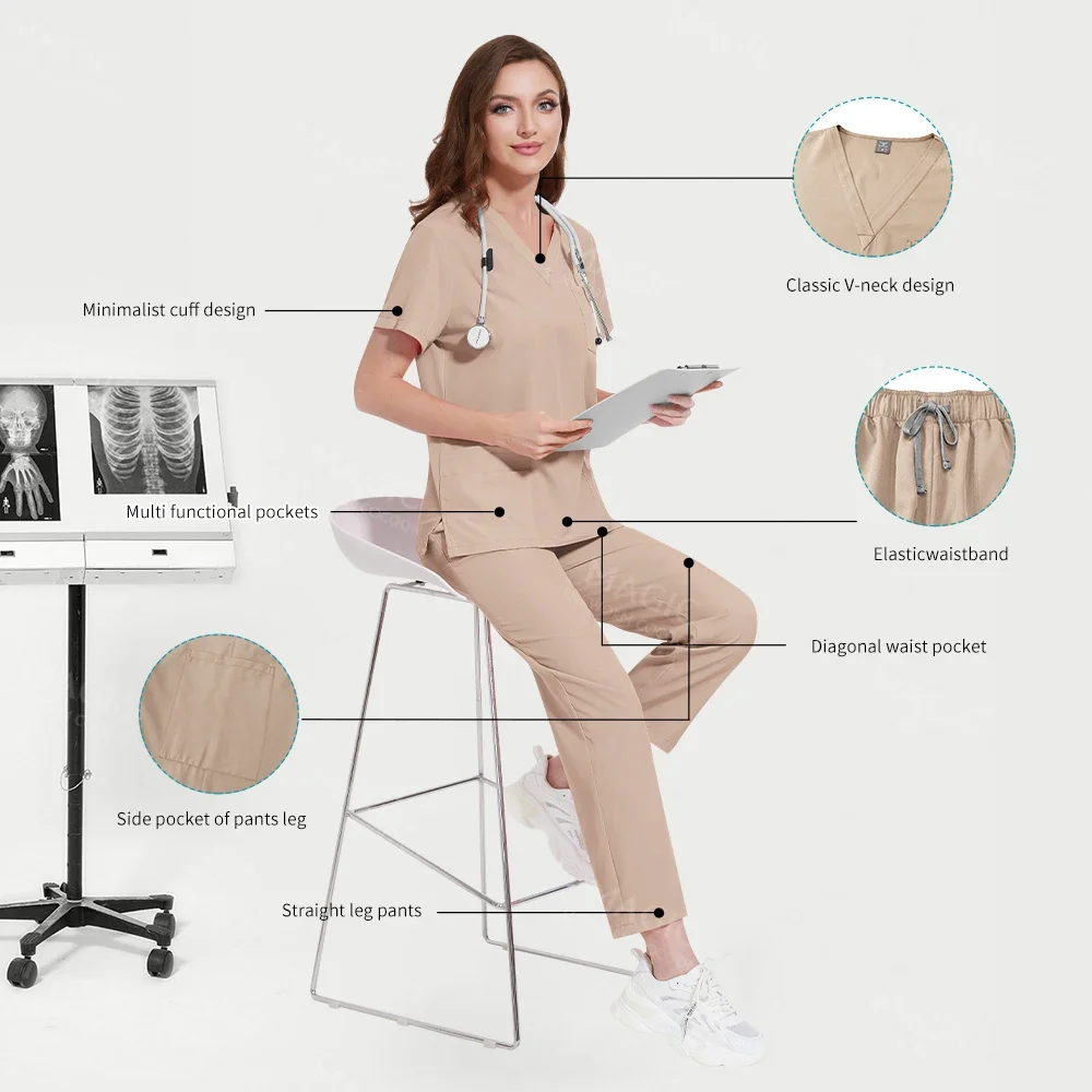 Unisex medizinische Uniformen Männer Frauen Pflege kleidung Schönheits kostüm Krankens ch wester Peelings setzt Arzt Zahnarzt Arbeits kleidung klinische Tops Hosen