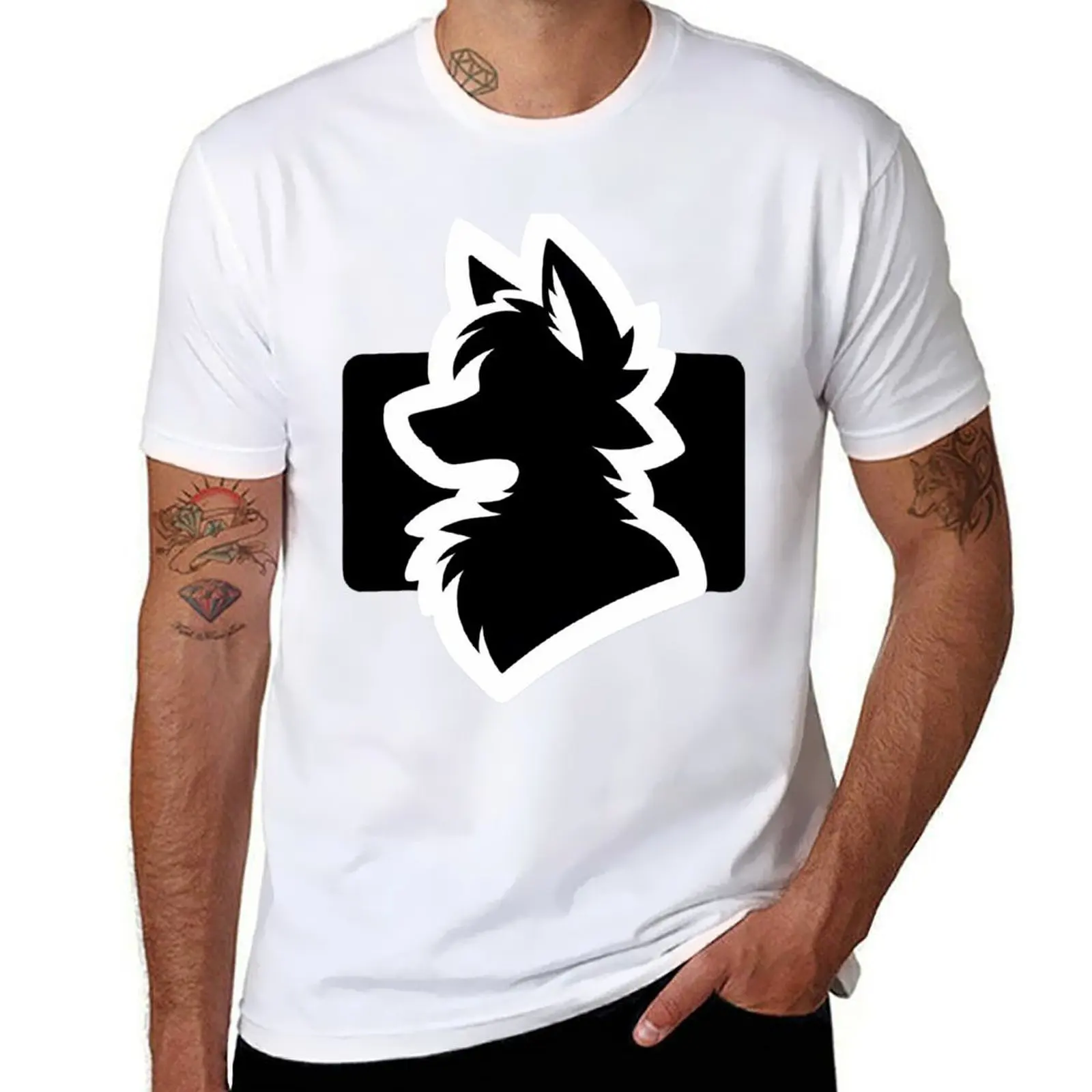 

Simple Anthro Furry Fox Silhouette T-Shirt men t shirt cotton 100% t shirts with prints T-Shirt