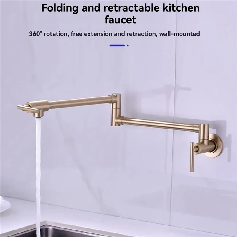 ABZV-Pot Filler Faucets For Kitchen, Sink, Stove And Bar Wall Mount Double Joint Swing Arms.Leak Free Designs