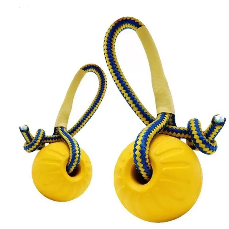 1pc Teeth Indestructible Bite Rubber Puppy Funny Training Ball Chew Toys Play with Carrier Rope Pet Dog Toy