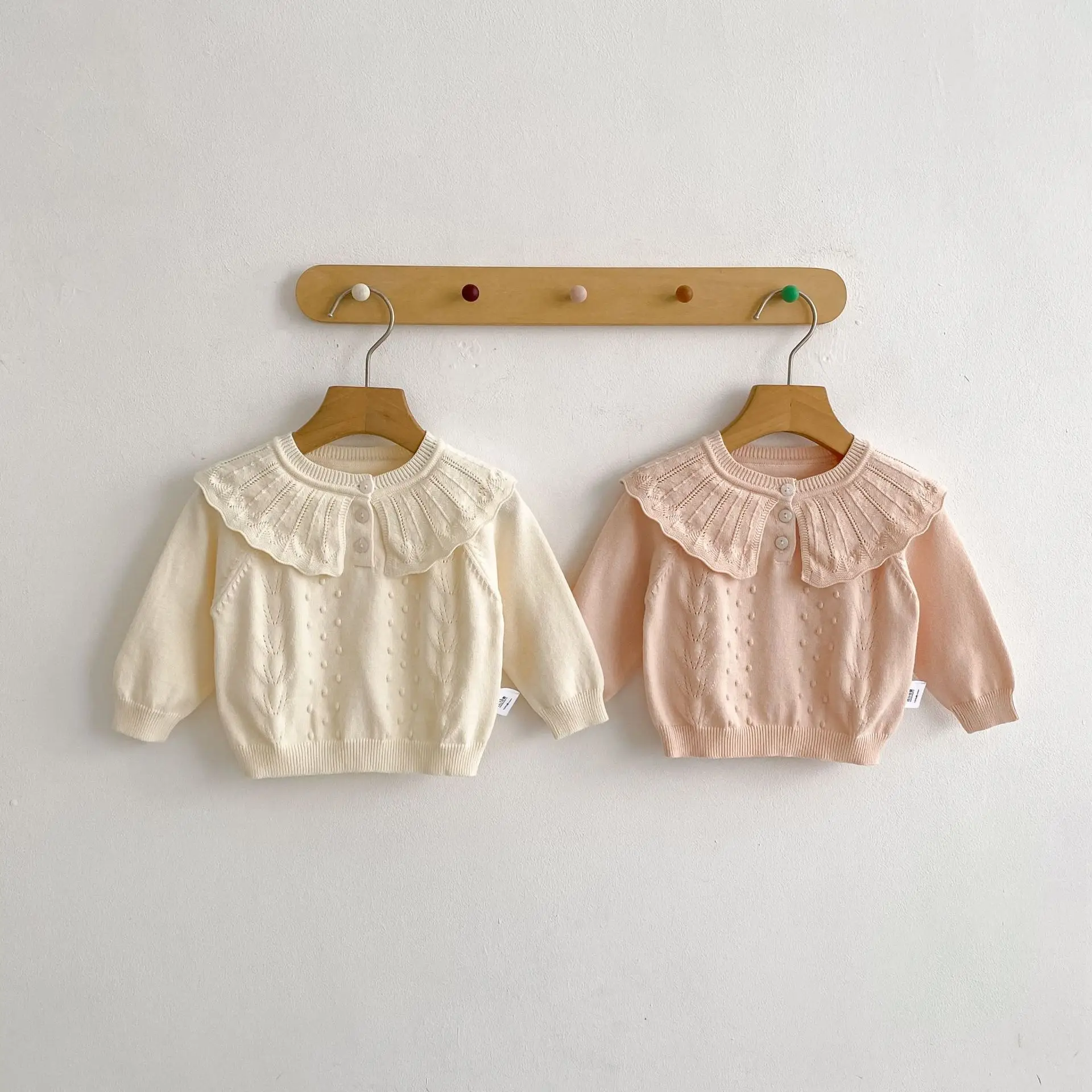 

New autumn baby clothing for 0-3 years old, knitted sweater with ruffle collar pullover sweater, long sleeved top