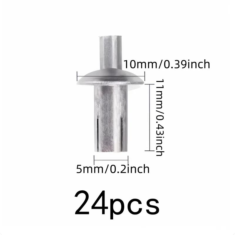 24 pcs 5*11mm Metal Drive Fasteners, Machinery Fastening, Rust Resistant Metal, Hammer Strike Installation