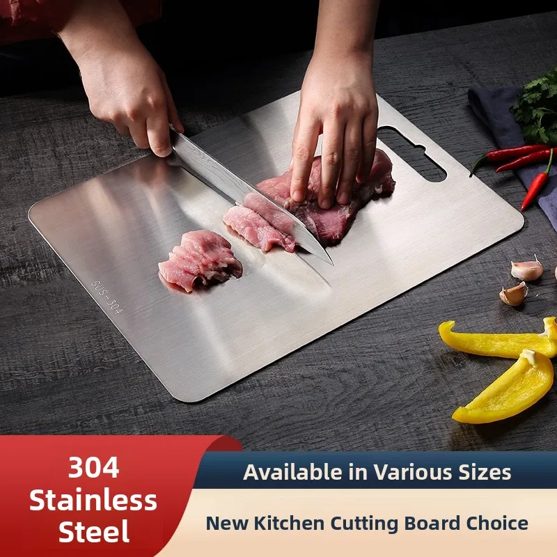 

Easy to Clean 304 Stainl Steel Cutting Board Kitchen Fruit Cutting Board Meat Cutting Board Durable Home Use Cooking Tool