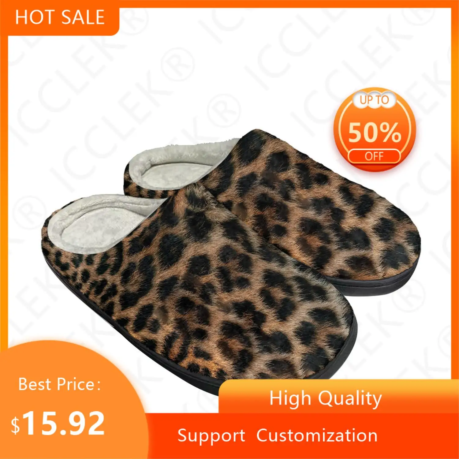 Fashion Leopard Print Home Cotton Custom Slippers Mens Womens Sandals Tide Printed Causal Plush Bedroom Shoes Thermal Slipper