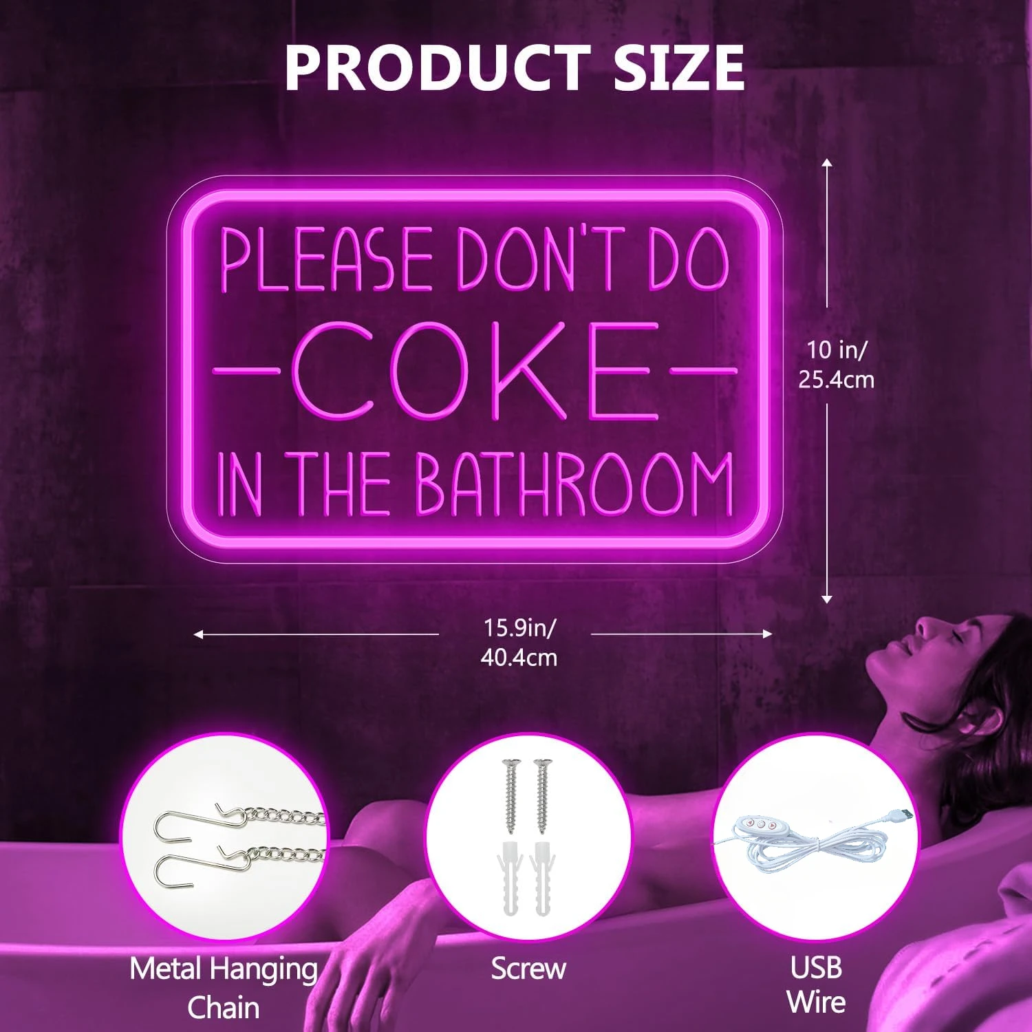 Please Don't Do Coke In The Bathroom Slogan Neon Sign For Bathroom Bedroom Hotel Party Unique Decorative Light Fixture Gift