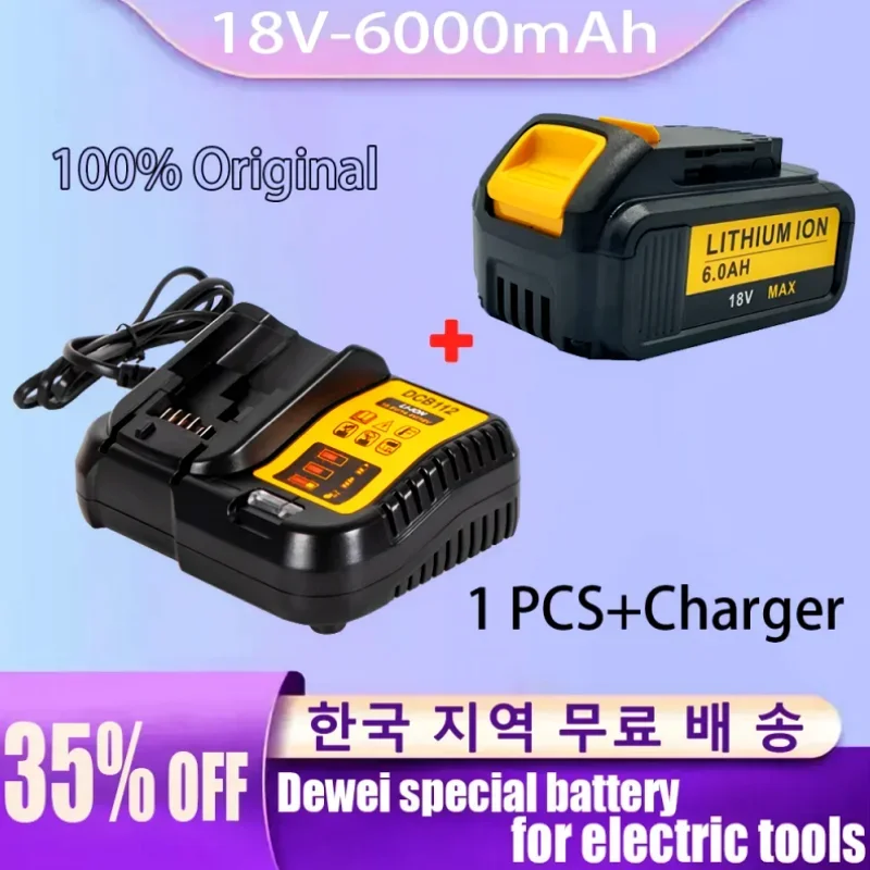 Batería recargable de iones de litio de 18V y 6000mAh DCB180 para DEWALT DCB180,DCB181 XJ DCB200,DCB201,DCB201-2,DCB204,DCB20