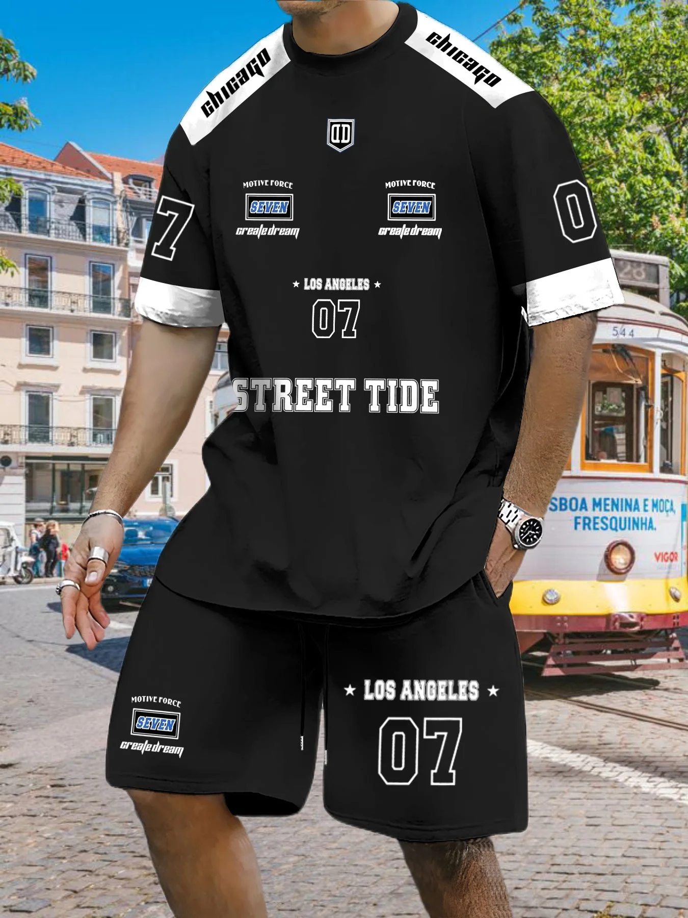 

2025 Latest Hot T-shirt Set 3D Vacation Style Trendy Various Elements Fashionable Street Men's Set Summer Top Shorts Breathable