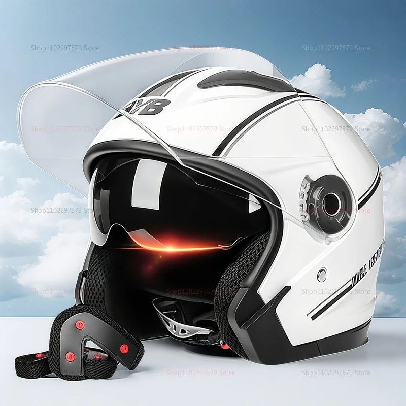 خوذة دراجة نارية كهربائية 2025 بعدسة مزدوجة مضادة للضباب خوذة لكامل الوجه لسلامة راكب الخيل خوذة دراجة نارية جيدة التهوية للفصول الأربعة
