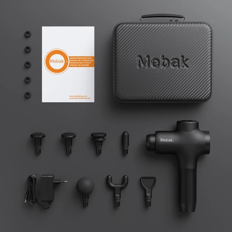 Mebak 3 Massage Gun Deep Tissue Powerful 3000rpm Body Muscle Massager 2000mAh Handheld Massage Machine For Fitness Muscle Pain