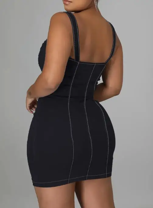 

Spring and Summer Latest Hot Selling Casual New Fashion Dresses for Women 2025 Elegant Sexy Double Zipper Denim Camisole Dress