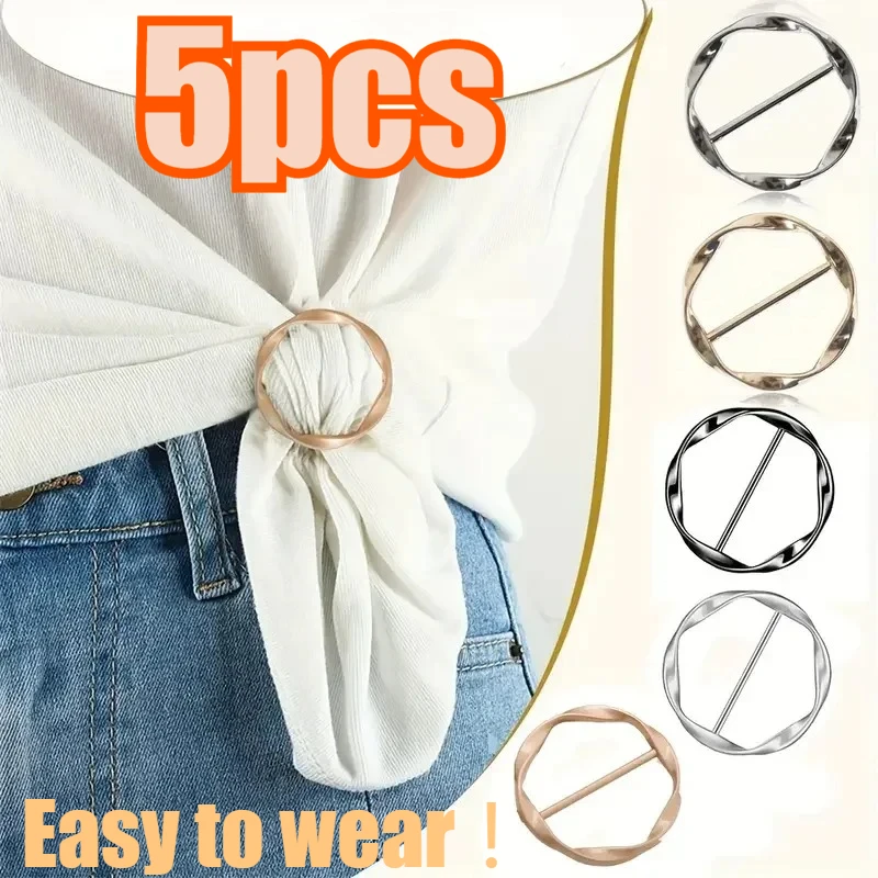 Conjunto de 5 Peças de Fivelas Metálicas Ajustáveis Multiuso, Acessório de Moda para Cintos, Camisas e Lenços, Presente para Uso Diário