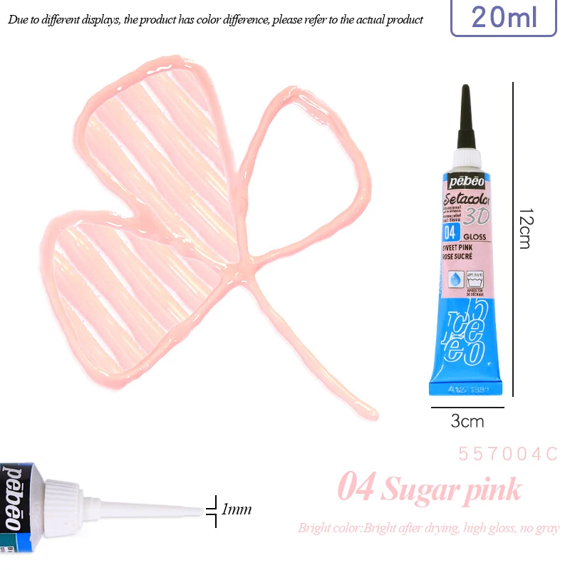 Setacolor 3D Stoffenverf 20ml Permanente Waterdichte Textielverf Niet-giftige 3D Stoffenmarker voor DIY Kleding Textielknutsels