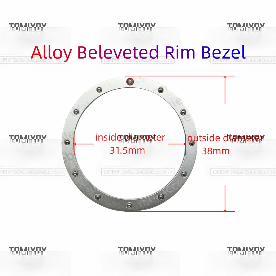 Mod 38*31.5MM Silver Precision Steel Aluminum Ring Convex Bead Style Flat Bezel Fit For Sekio 007/009 Automatic Men Watches