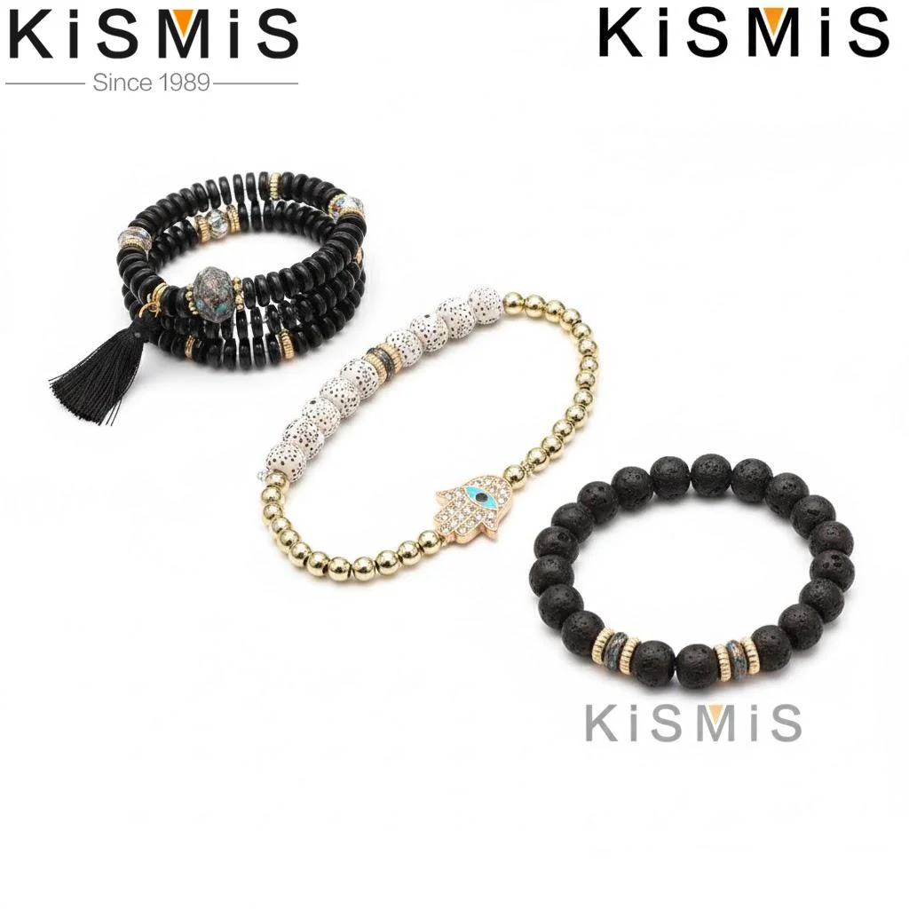 Bohemian Style Multilayer Stackable Beaded Bracelets Set Stretch Tassel Pendant Charms Evil Eye Jewelry