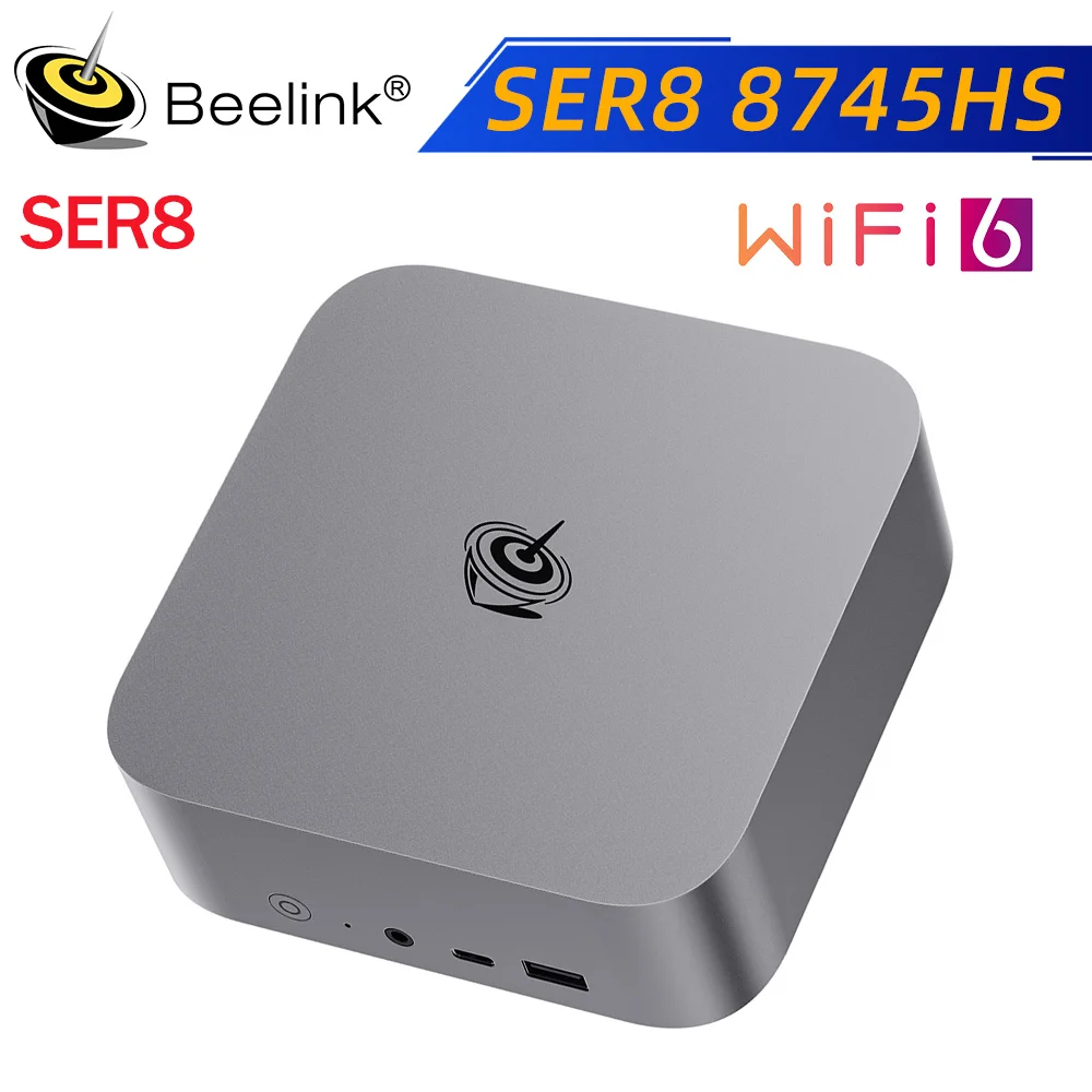 Beelink-Mini PC SER8 AMD Ryzen 7 8745HS, 24 Go 32 Go DDR5 1T NVcloser, pas de fonction AI, PCIe4.0 SSD, 2.5Gbps, ordinateur de bureau, ordinateur de jeu à domicile
