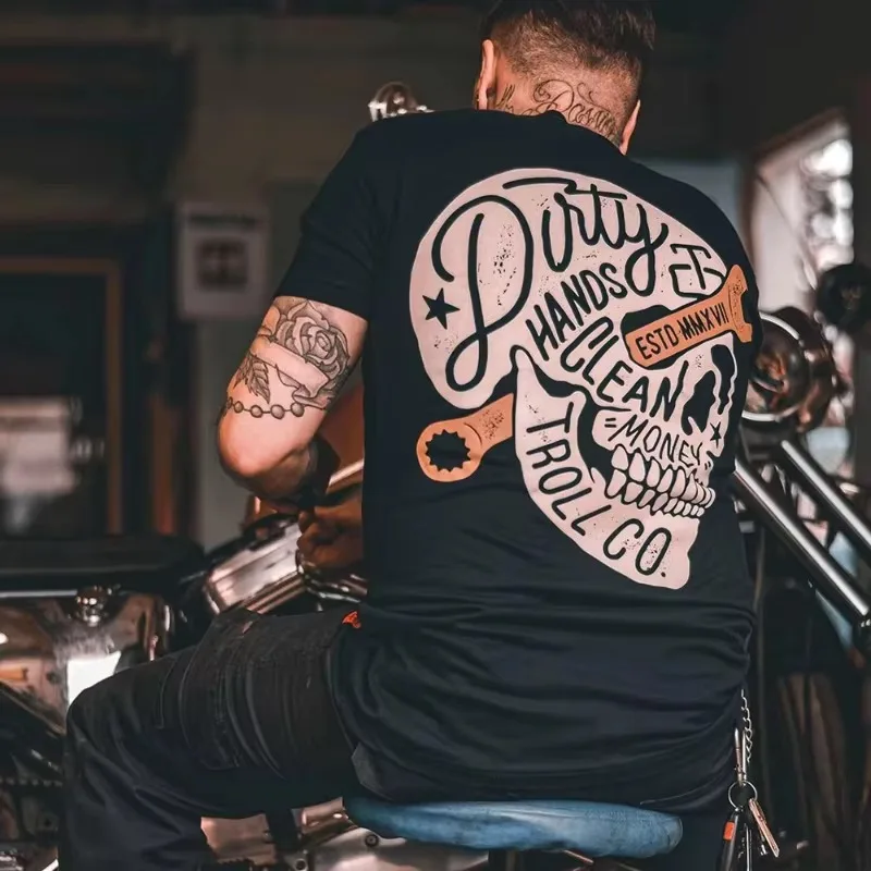 2026 Men's Cotton Crew Neck T-Shirt, Vintage Skull 