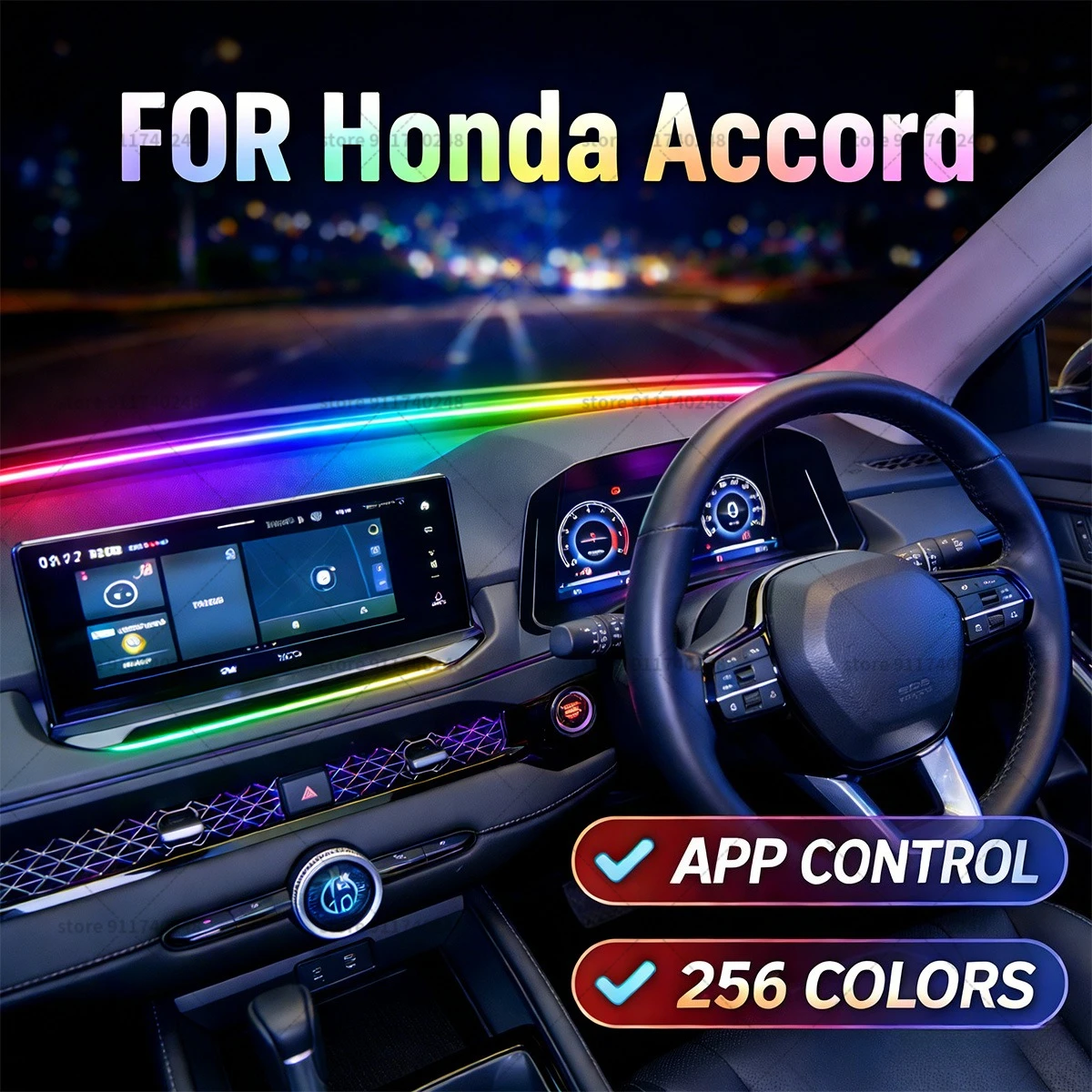 

Для Honda Accord автомобильная декоративная световая полоса, красочная акриловая звукоизоляционная полоса на переднее лобовое стекло, свет окружающей среды