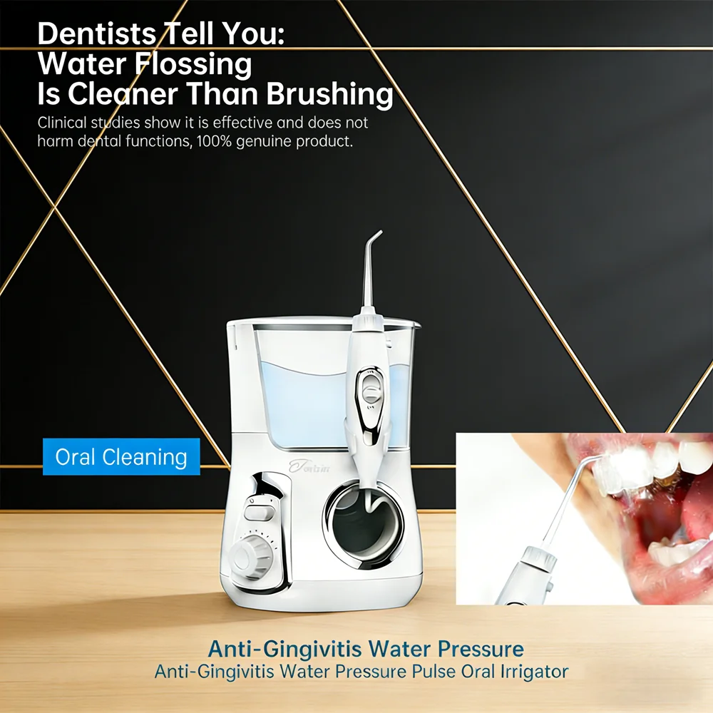 

Настольный электрический ирригатор для полости рта 800 мл, 10 режимов, 5 насадок, профессиональный прибор для ухода за зубами