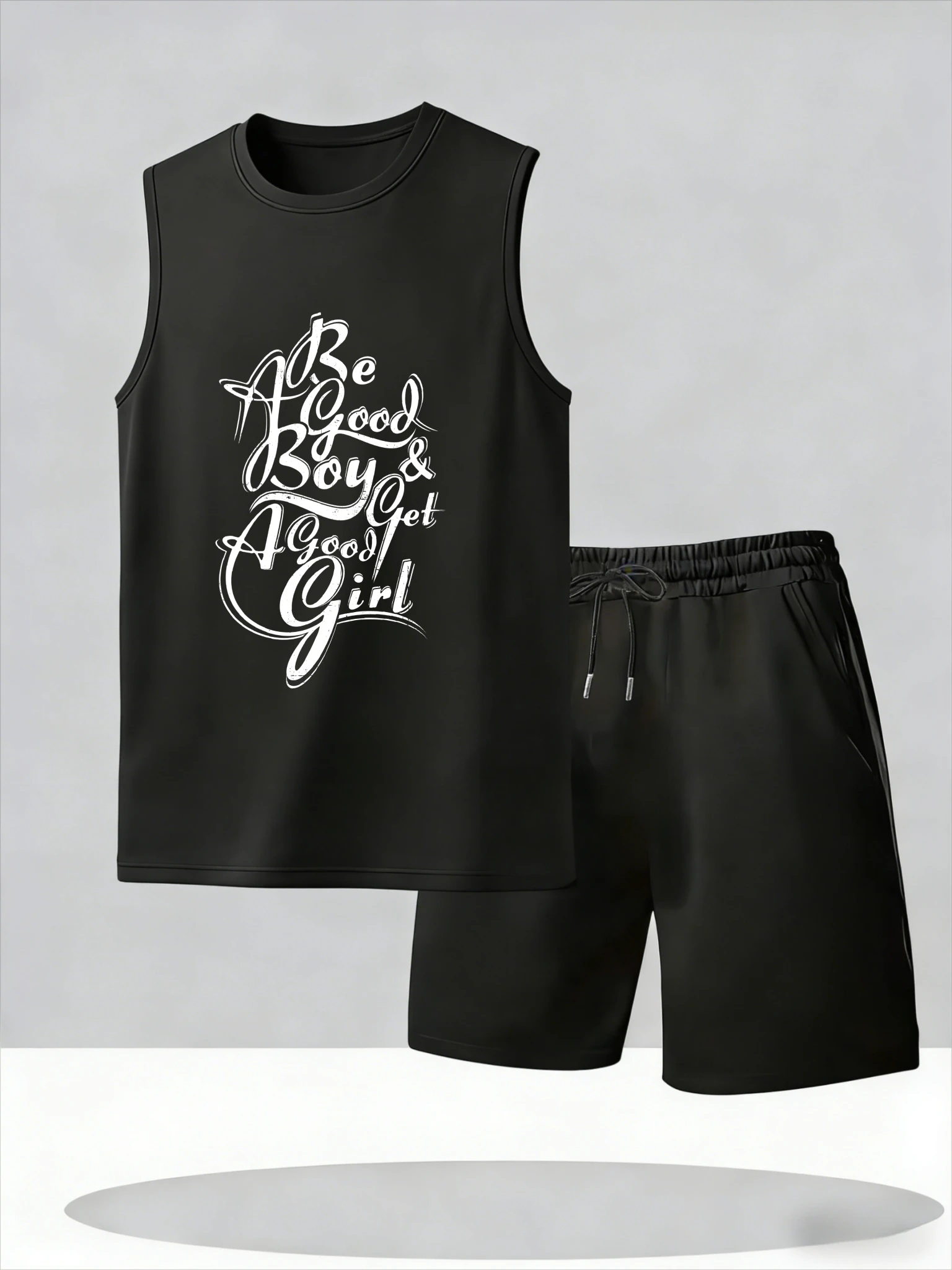 

Men's Tank Top Sets 2026 Summer Thin Quick Dry sports two-piece crewneck beach men's chandals oversize seaside sports Breathabl