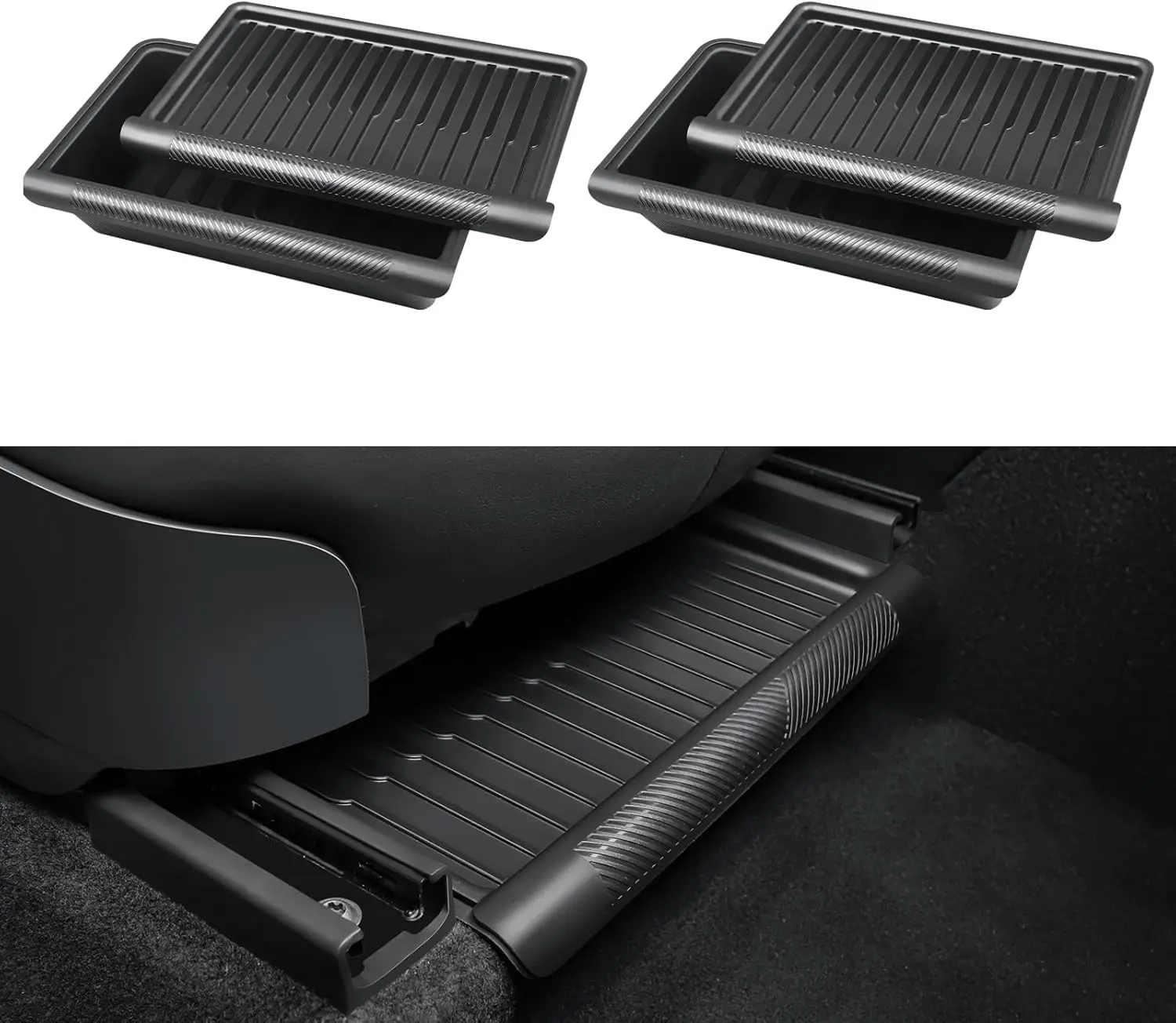 

2PCS Under Seat Storage Box TPE Storage Tray Box with Lid for Model Y 2020-2025 Accessories