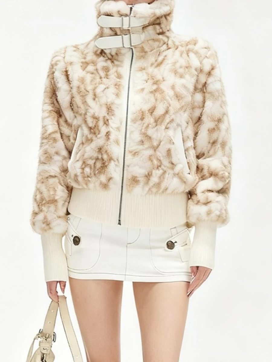 Twotwinstyle hit cor emendado pele jaquetas casuais para mulheres lapela mangas compridas retalhos bolsos jaqueta curta feminina nova