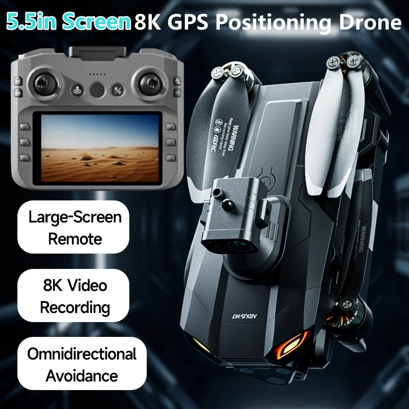 8K Aerial GPS Brushless Motor Screen RC Drone 8K Obstacle Avoidance Optical Flow 4.5in Screen Remote Control Quadcopter Gift
