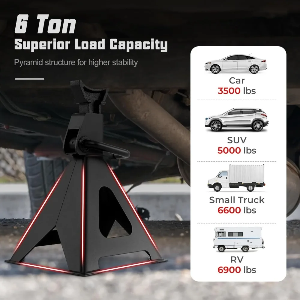 حامل رافعة رفع قابل للتعديل 6 طن شديد التحمل، مجموعة مكونة من 4 قطع للسيارات والشاحنات وسيارات الدفع الرباعي والقوارب