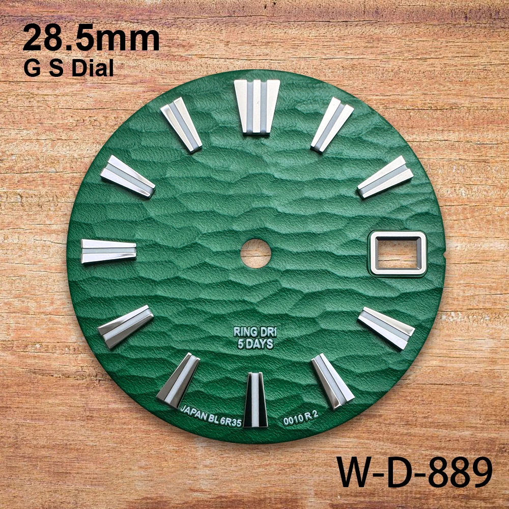 Dial Gelombang Logo GS 28.5Mm Cocok untuk Gerakan Jepang NH35/NH36 Aksesori Modifikasi Jam Tangan Berkualitas Tinggi Bercahaya Hijau