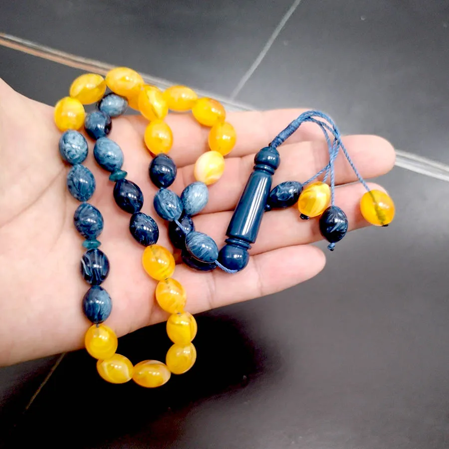 Tasbih blue resin yellow resin Misbaha bracelet 33 prayer beads arabic turkish fashion bracelet