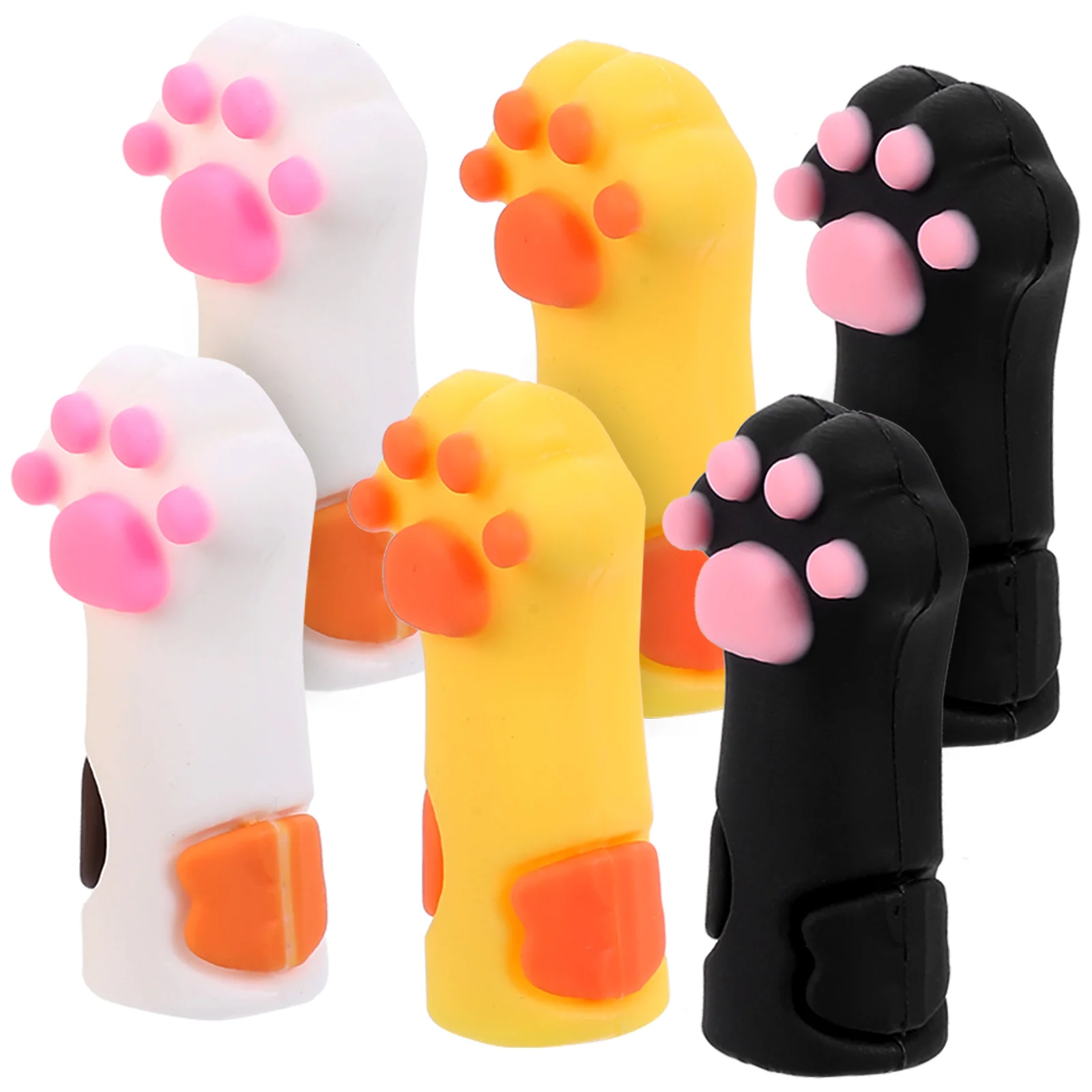 

6 Pcs Cat Claw Pencil Caps Cartoon Lovely Covers Kids Silicone Extenders Protective Cases School Supplies Desk Organizers Pencil