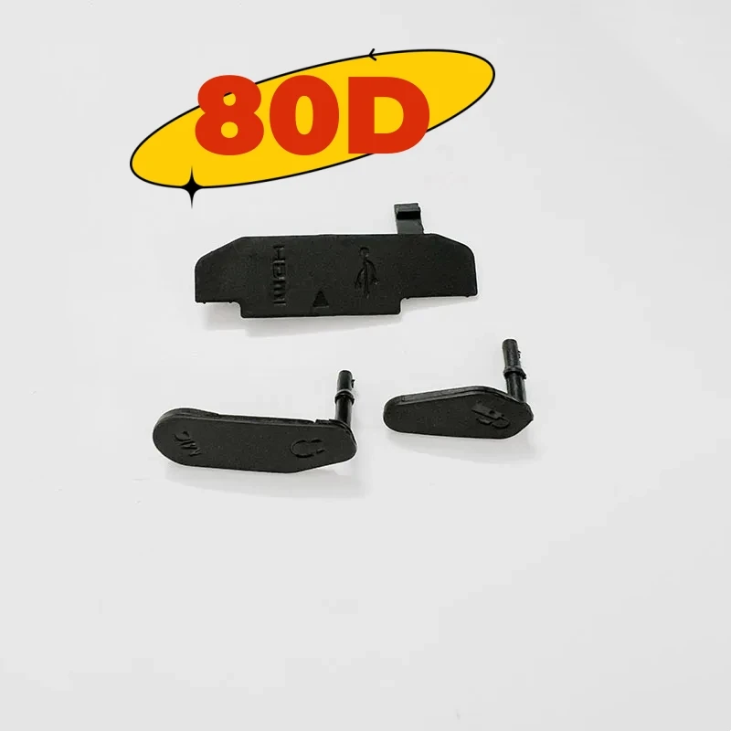 3pcs/Set For Canon 80D USB Cover Rubber Side Left Leather Camera Detail Repair Accessories Replacement Parts