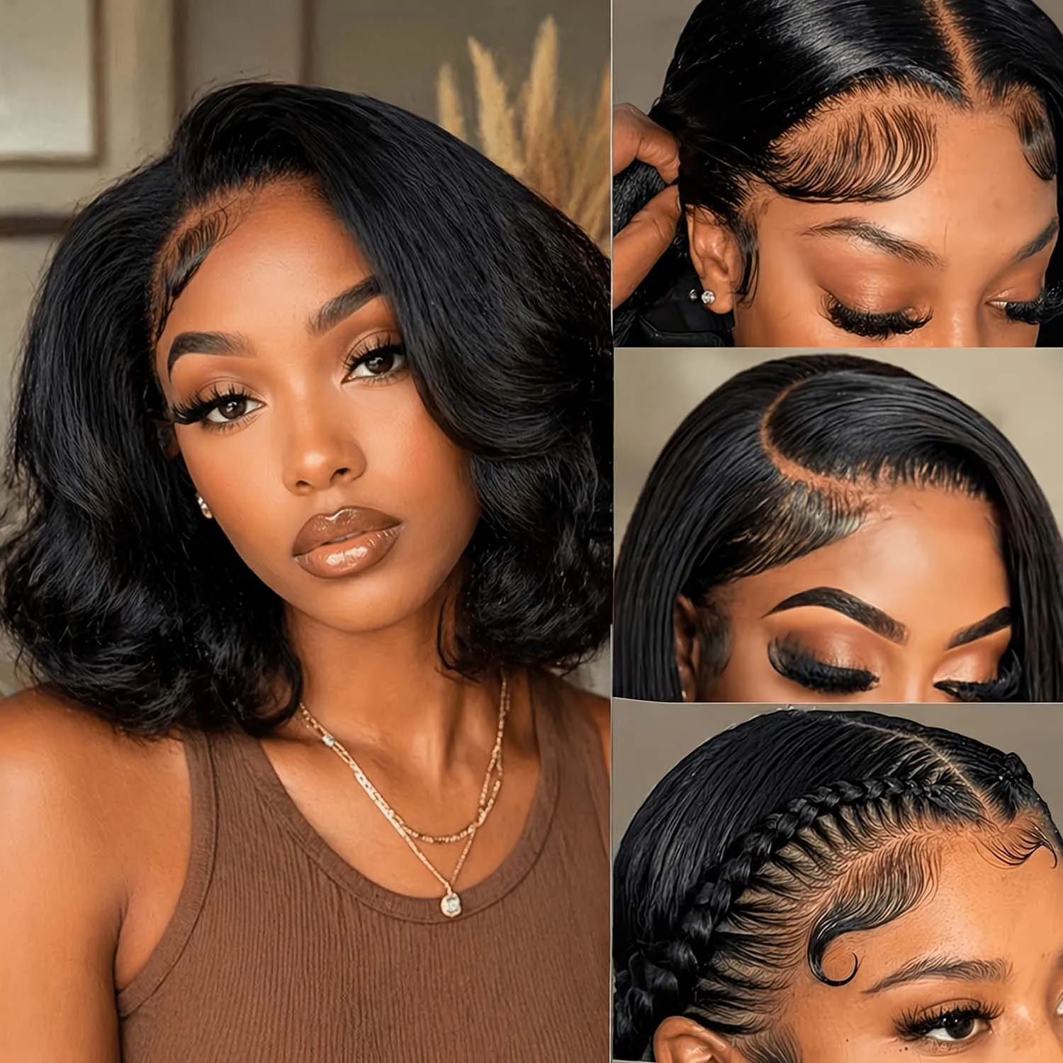 Smilegirl 13x6 Hd Lace Frontal Wigs Body Wave Bob Wig Human Hair 180% Density Vietnamese Virgin Hair Natural Black For Women Pre Plucked