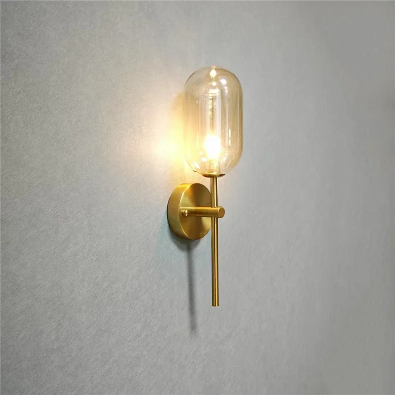 

Modern Cognac Glass Wall Lamps Nordic Minimalism Creative Decorative Lighting Fixtures Living Room Bedroom Bedside Wall Lights