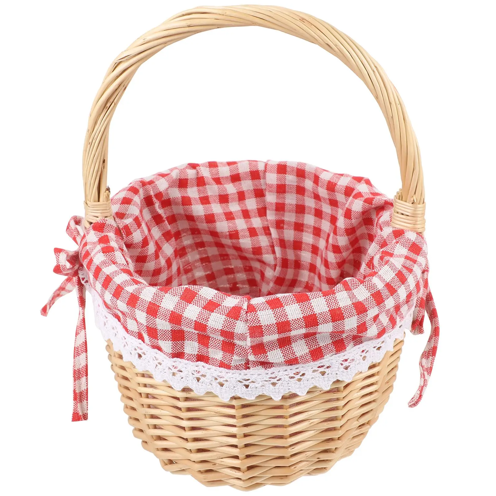 

Zerodeko Little Red Riding Hood Basket Hand Woven Picnic Bag Gift Basket Wicker Storage Basket Linen Inner Basket Storage ﻿