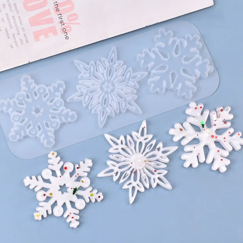 Snowflake Resin Mold Transparent Epoxy Resin For Crafts Christmas Silicone Mold Snowflake Accessories for Jewelry 2025 New Year