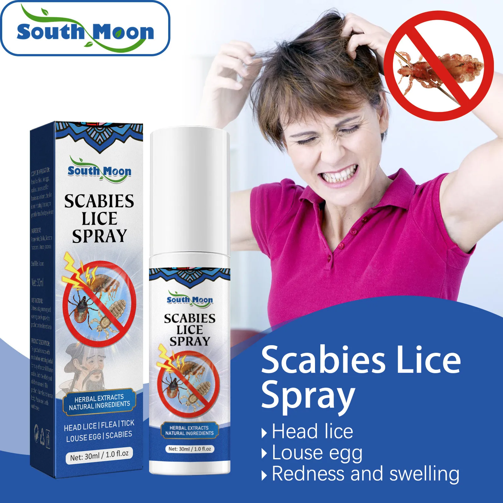 30ml nuevo Spray asesino de piojos para el hogar, fácil de usar al spray de piojos mata piojos, huevos, piojos en contacto Eradication Spray de piojos