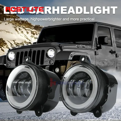 Imagen 2 del producto Luces antiniebla LED de 3,5 pulgadas con Ojos de Ángel 30W 6000LM luz antiniebla delantera redonda para coche para lámpara antiniebla de conducción de repuesto todoterreno 4X4 12V