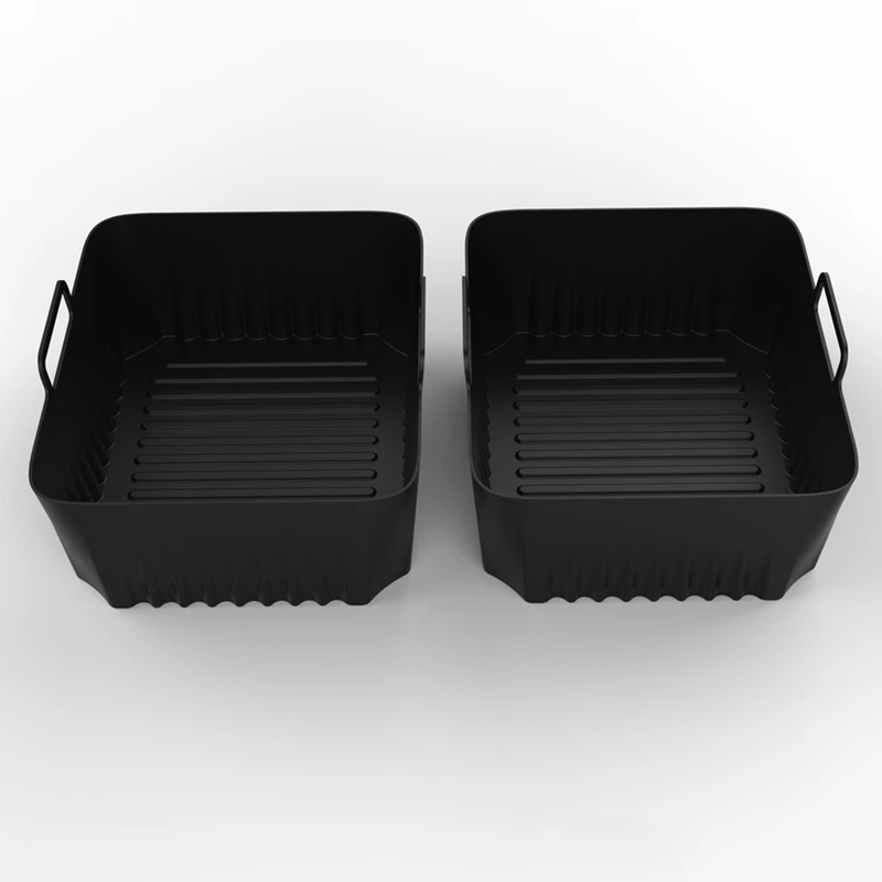 2 PCS Air Fryer Silicone Liners Reusable Airfryer Liners Black For Ninja AF500 Air Fryer Non-Stick Air Fryer Basket Accessories