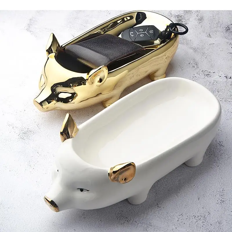 

Entrance Wallet Key Storage Box Gilded Ceramics Pig Storage Ornaments Desktop Groceries Organize Disk Home Decoration Ornaments