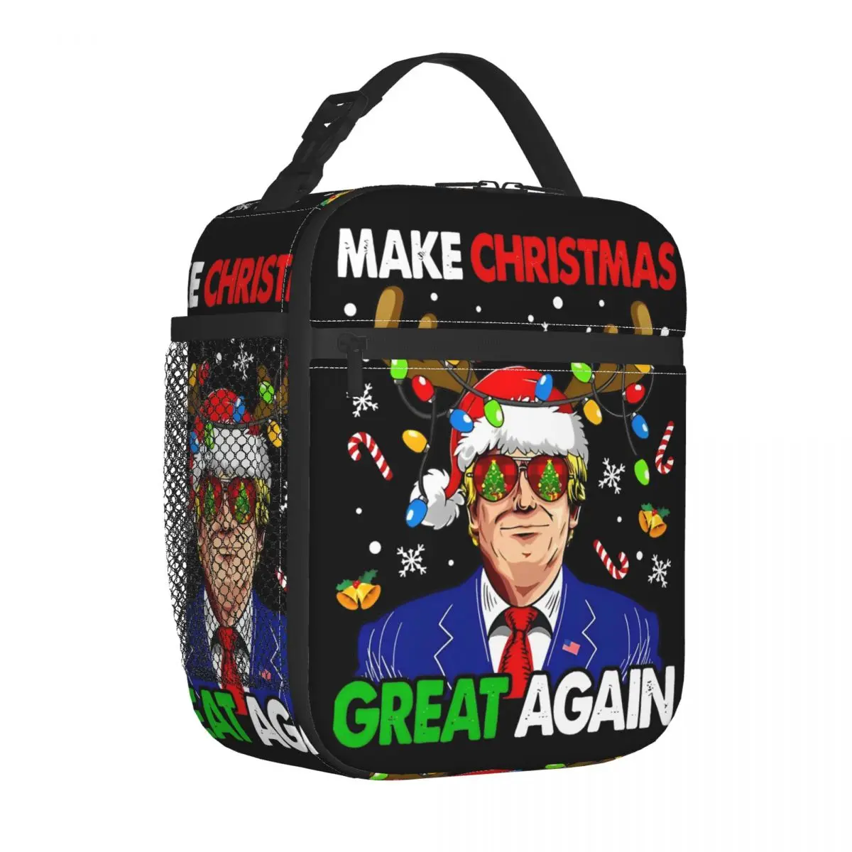 Make Christmas Great Again Trump Insulated Lunch Bags Leakproof Lunch Container Cooler Bag Tote Lunch Box Work Food Storage Bags