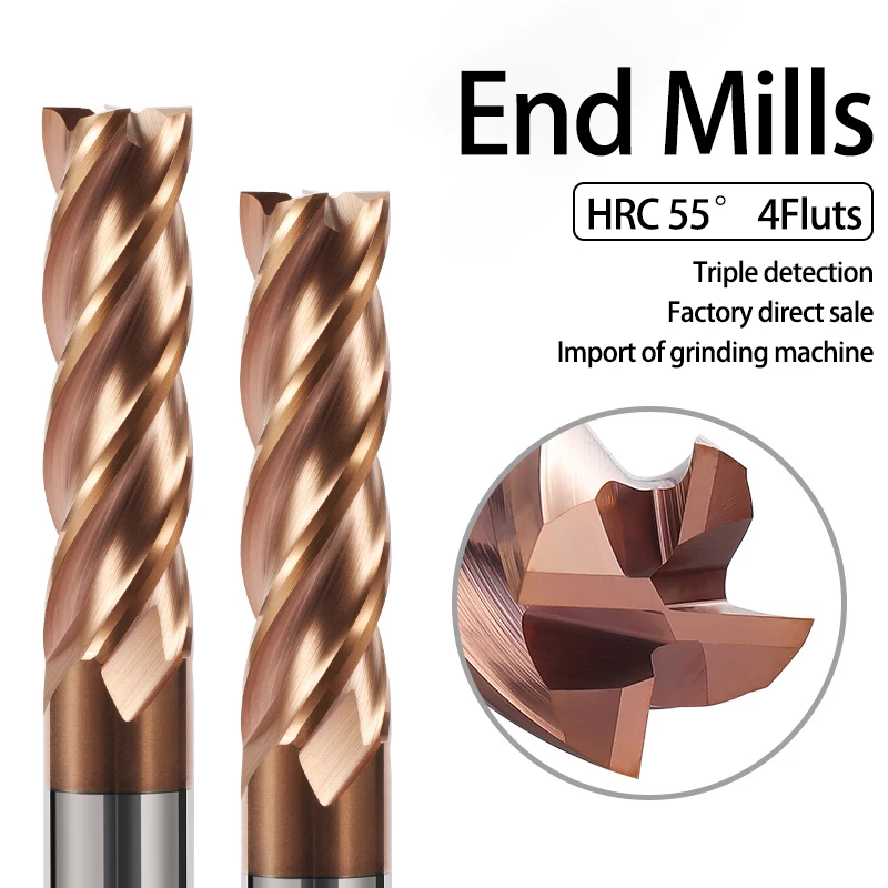 Milling Cutter Alloy Coating Tungsten Steel Cutting Tool Maching steel Carbide End Kit Top CNC Router Bits Corner Roughing HRC55